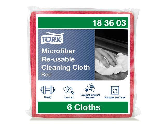 Tork Rengöringsduk mikrofiber röd, fp om 6 st