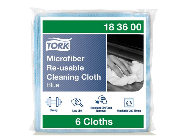 Tork Rengöringsduk mikrofiber blå, fp om 6 st