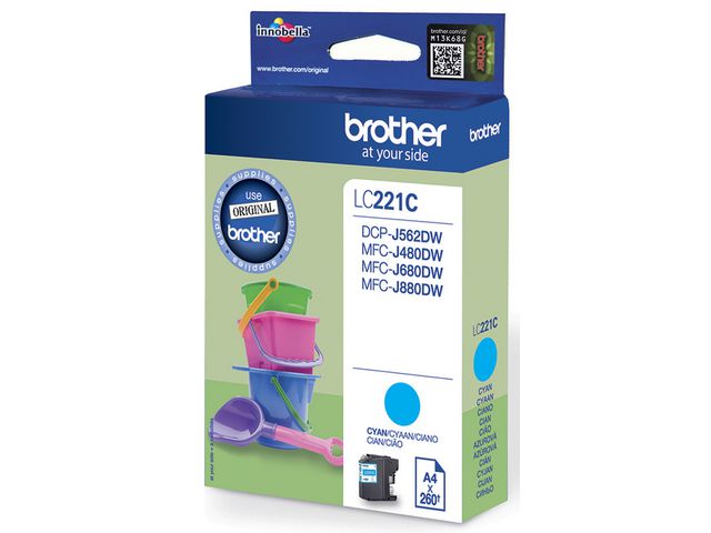 Brother Bläckpatron, 221C, cyan, singelförpackning, LC221C, st