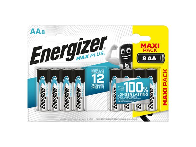Energizer Batteri Max Plus AA, kort 8 st