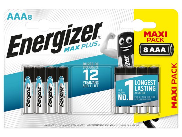 Energizer Batteri Max Plus AAA, fp om 8 st