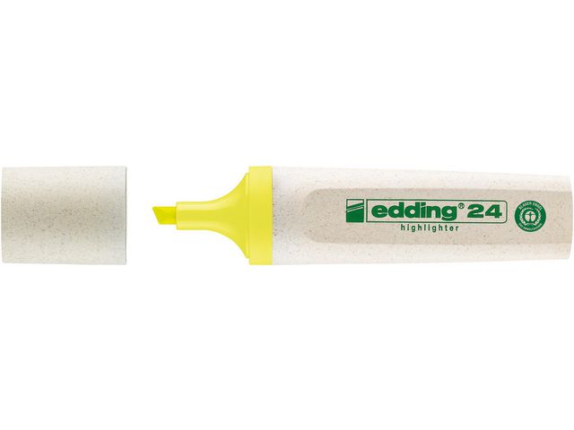 edding Överstrykningspenna, 24 EcoLine, platt pennkropp, mejselformad spets, 2–5 mm linjebredd, gul, st