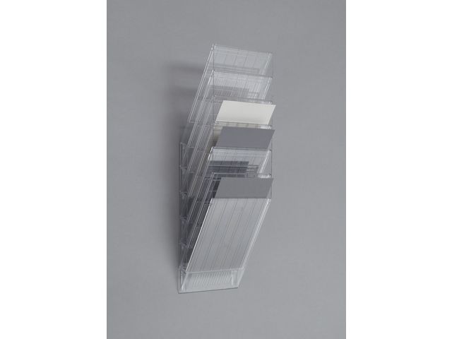 Durable Tidningsställ, FLEXIBOXX, monteras på vägg, 6 fack, A4, transparent, st