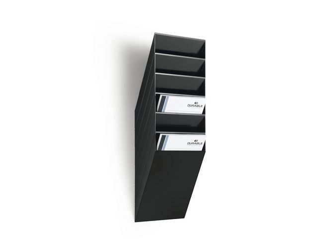 Durable Tidningsställ, FLEXIBOXX, monteras på vägg, 6 fack, A4, svart, st