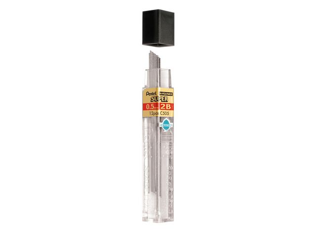 Pentel Reservstift 2B 0,5mm, tub 12 st