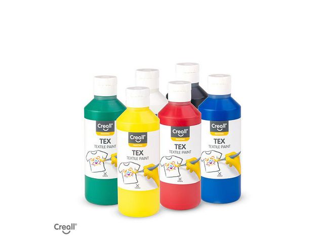Creall Textilfärg 250 ml x 6 färger, fp om 6 st