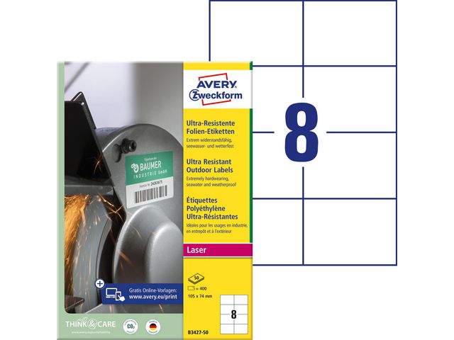 AVERY Zweckform Etikett 74x105mm WH, fp om 400 st