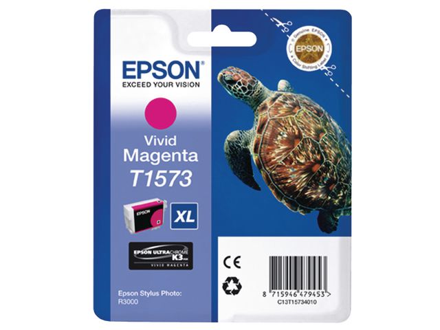 Epson Bläckpatron, T1573, UltraChrome, levande magenta, C13T15734010, st