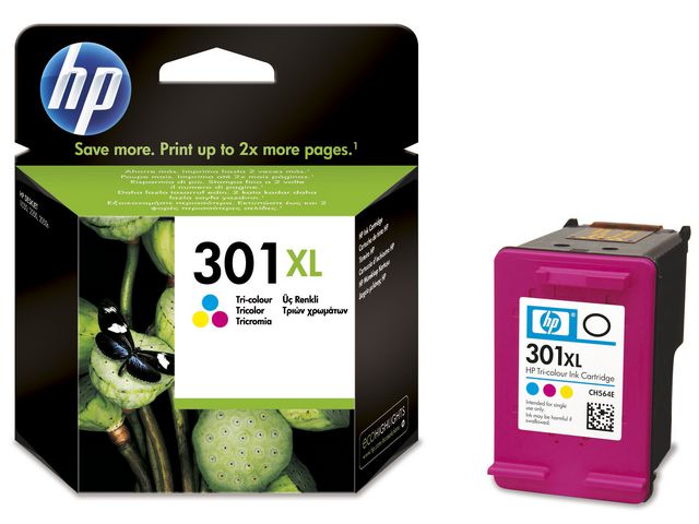 HP Bläckpatron, 301XL, CH564EE, tre färger, singelförpackning, hög kapacitet, st