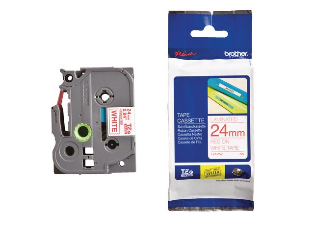 Brother Tape TZE252 24mm röd på vit, st