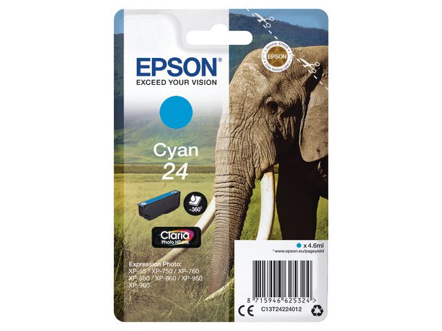 Epson Bläckpatron C13T24224012 Cyan, st