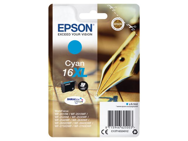 Epson Bläckpatron C13T16324012 Cyan, st