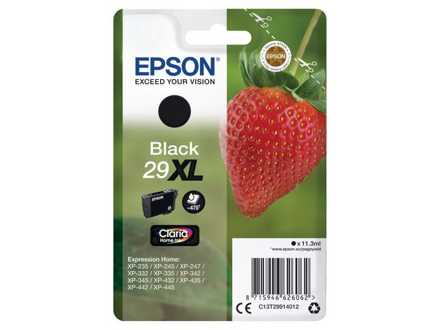 Epson Bläckpatron 29XL, C13T29914012, Strawberry, Claria Home-bläck, svart, singelförpackning, hög kapacitet, st