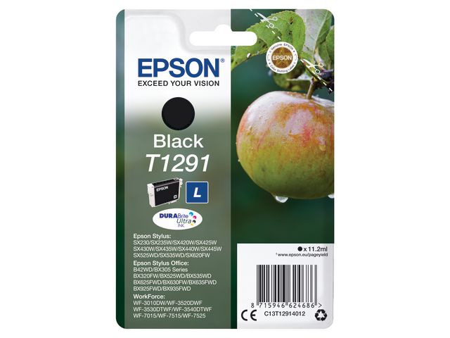 Epson Bläckpatron T1291, C13T12914012, Apple, DURABrite Ultra-bläck, svart, singelförpackning, st