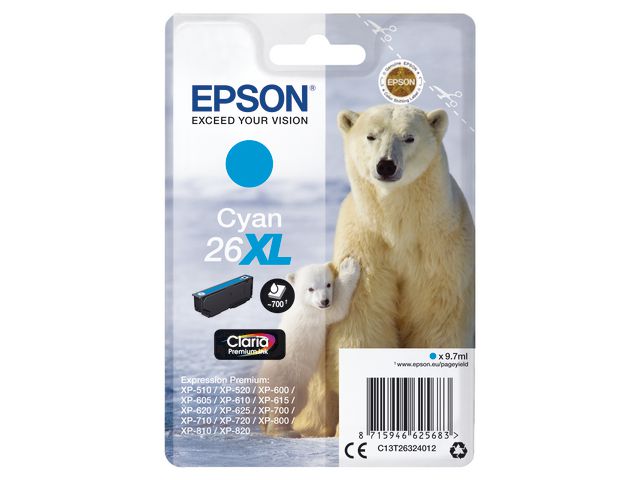 Epson Bläckpatron C13T26324012 Cyan, st