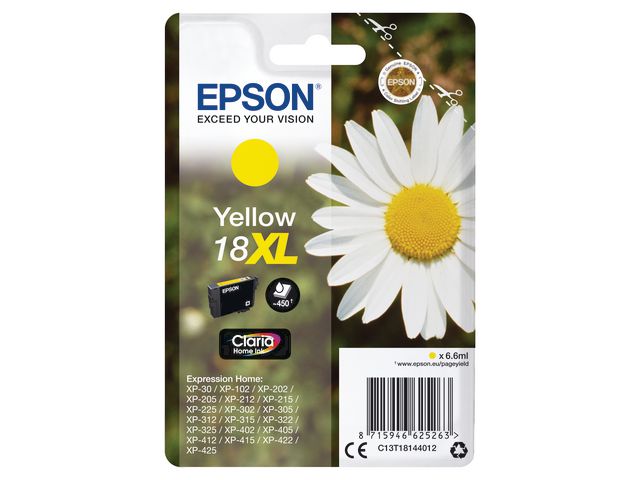Epson Bläckpatron C13T18144012 XL Gul, st