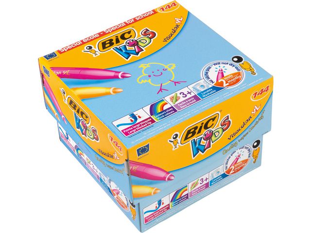 BIC® Fiberpenna VISACOLOR™ XL, 4,5 mm spets, olika färger, fp om 144 st