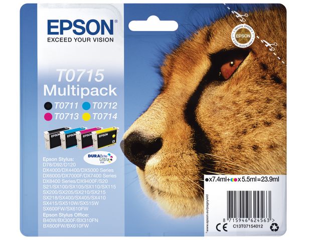 Epson Bläckpatron C13T07154012 multipack, kort 1 st