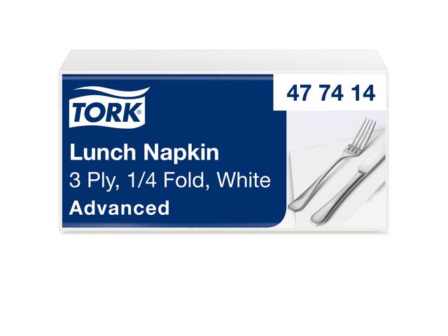 Tork Servett Lunch Mjuk 3-lags vit, fp om 150 st