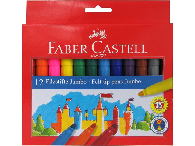 Faber-Castell Fiberpenna Jumbo sorterade färger, fp om 12 st