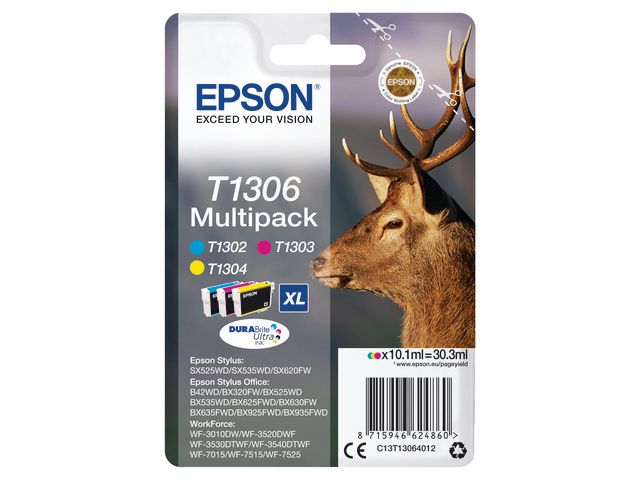 Epson Bläckpatron C13T13064012 3-färger, fp om 3 st