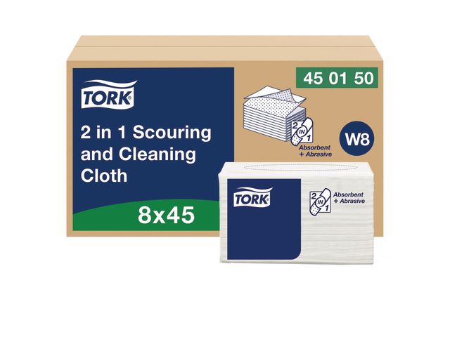 Tork Rengöringsduk Premium 2-i-1 W8 vit, fp om 45 st