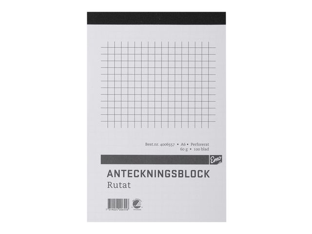 Anteckningsblock med rutat papper, A6, 100 ark, st