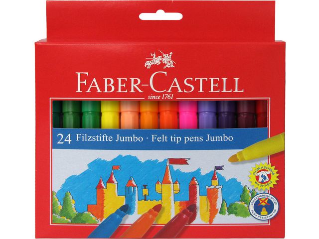 Faber-Castell Fiberpenna Jumbo sorterade färger, fp om 24 st