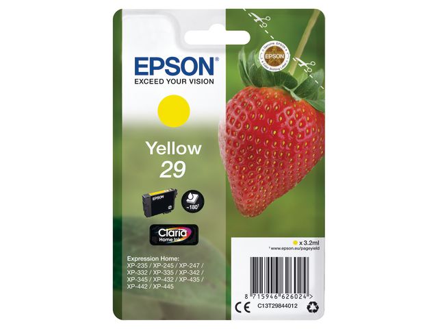 Epson Bläckpatron 29, C13T29844012, Strawberry, Claria Home-bläck, gul, singelförpackning, st
