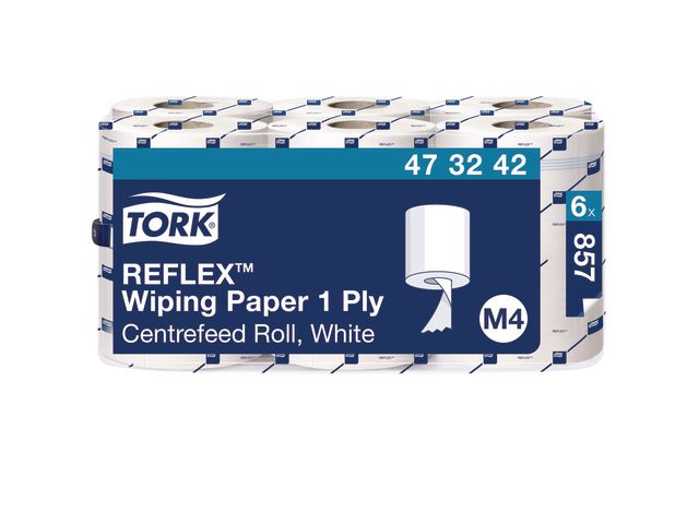 Tork Torkrulle Reflex M4 vit, fp om 6 rullar