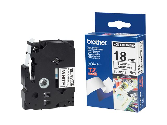 Brother Tape TZEN241 18mm svart på vit, st