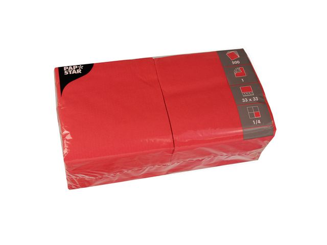 PAPSTAR Servett 1-lags 33x33cm röd, fp om 500 st