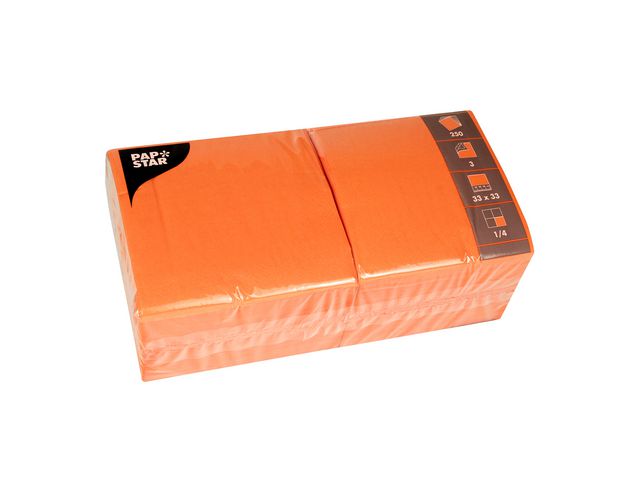 PAPSTAR Servett 3-lags 33x33cm orange, fp om 250 st
