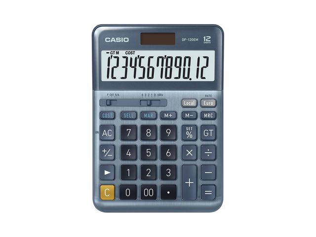 Casio Bordsräknare DF-120EM grå, st