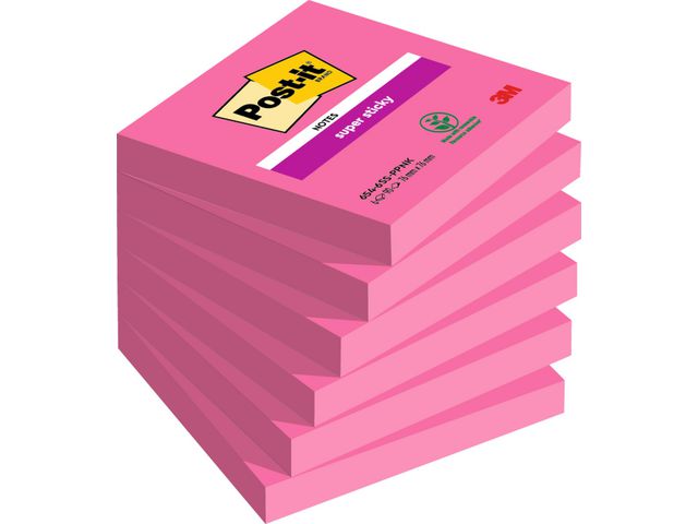 Post-it® Notes Post-it Rosa 76x76mm/90 bl, fp om 6 st