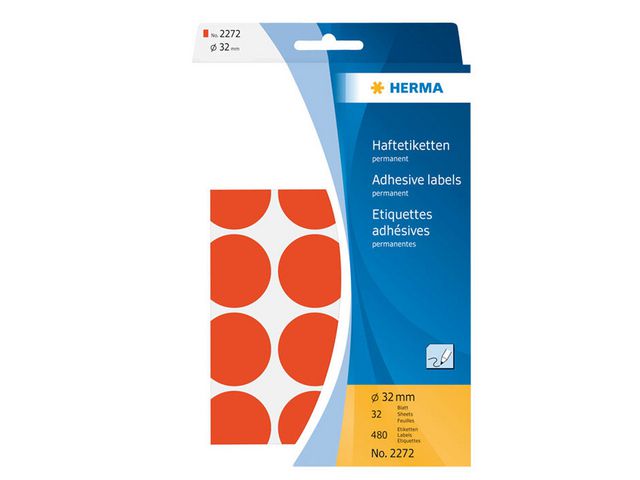Herma Etikett Allround 32mm röd, fp om 480 st
