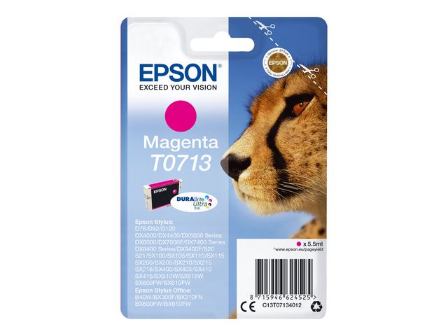 Epson Bläckpatron C13T07134012 Magenta, kort 1 st