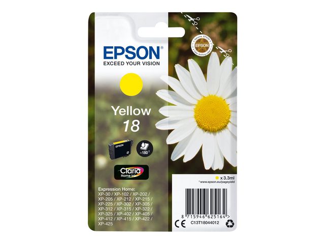 Epson Bläckpatron C13T18044012 Gul, kort 1 st