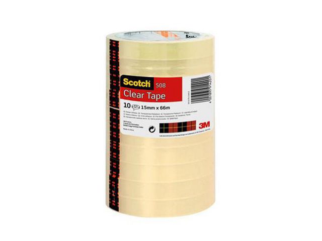 Scotch® Genomskinlig kontorstejp, 15 mm, 66m ljusgul, rulle om 66 m