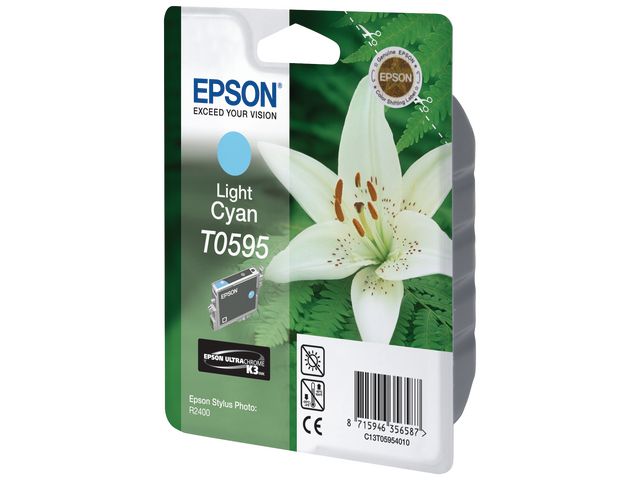 Epson Bläckpatron, T0595, C13T05954010, Lily, ULTRACHROME K3, ljus cyan, singelförpackning, st