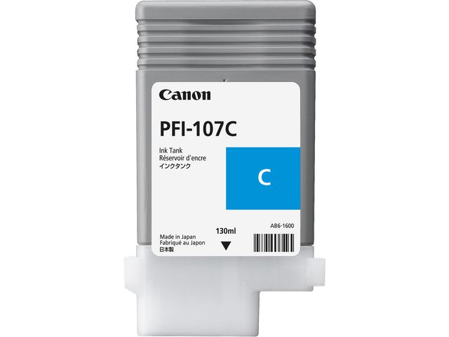 Canon Bläckbehållare, PFI-107 C, 6706B001, cyan, singelförpackning, st