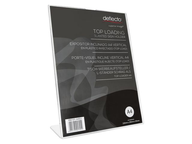 deflecto® Informationsställ akryl lut. A4 instick, st