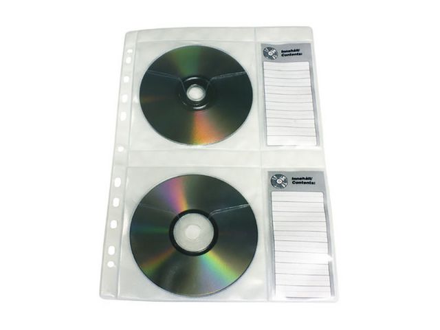 4 fack, A4, CD/DVD-dokumentskydd, jämn, 11 hål, genomskinlig, fp om 5 st