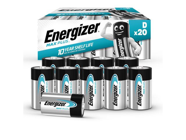 Energizer Batteri Max Plus D, fp om 20 st