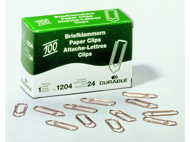 Durable Pappersklämmor, 26 mm, kopparbeläggning, fp om 100 st