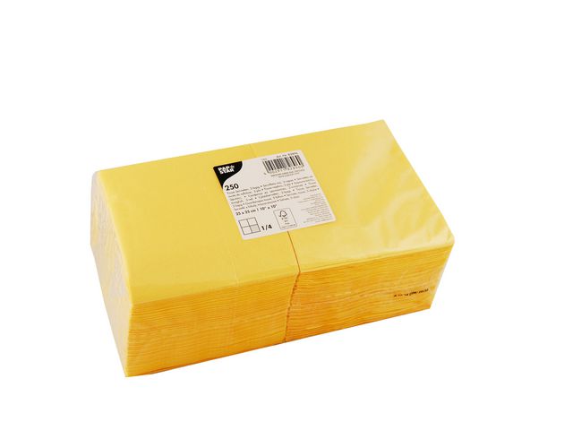 PAPSTAR Servett 3-lags 24x24cm gul, fp om 250 st