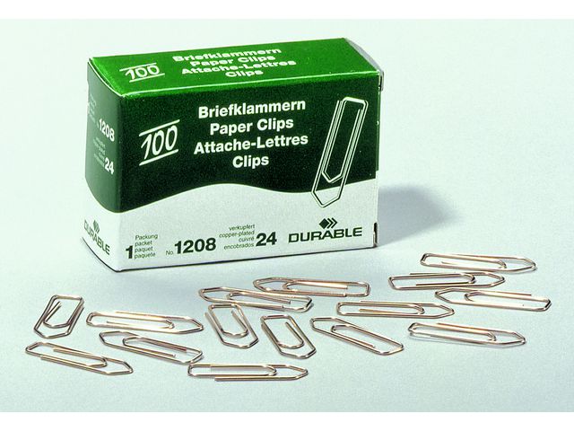 Durable Pappersklämmor, 32 mm, kopparbeläggning, fp om 100 st
