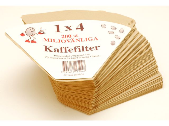 Kaffefilter 1x4 oblekt, fp om 200 st