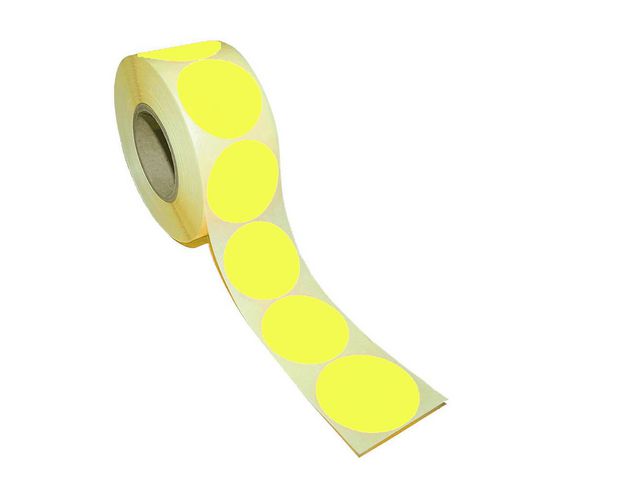 Etikett rund 40mm gul, rulle om 500 st