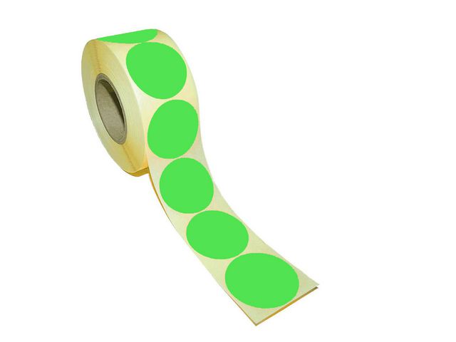 Etikett rund 40mm grön, rulle om 500 st